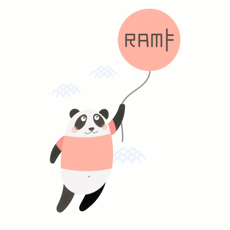 Панда летящая на воздушном шарике векторная иллюстрация