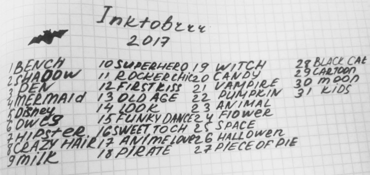 Мой список тем на Inktober2017