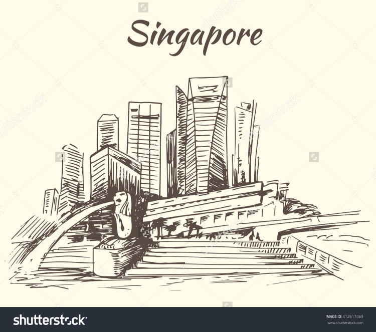 Singapore, Asia, Сингапур,  Азия, city, sketch