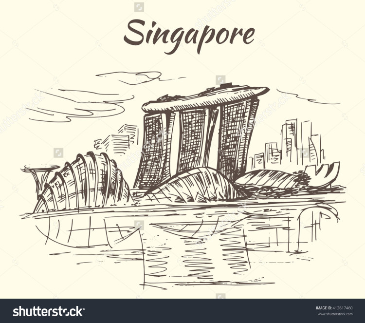 Singapore, Asia, Сингапур,  Азия, city, sketch