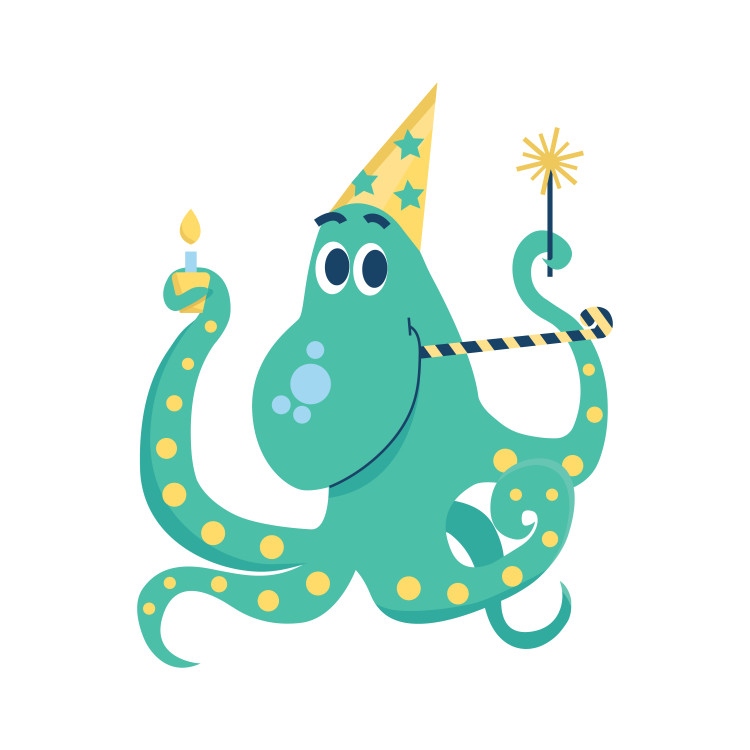 Birthday celebrating Octopus